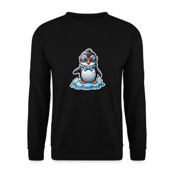 Pinguin mit Brille - Unisex Pullover - Schwarz - Vorne - Alina (178cm) & Michal (187cm)