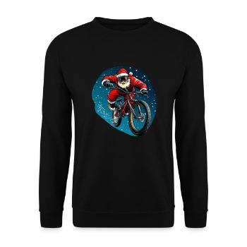 Downhiller Weihnachtsmann / Downhill Bike - Unisex Pullover - Schwarz - Vorne - Alina (178cm) & Michal (187cm)