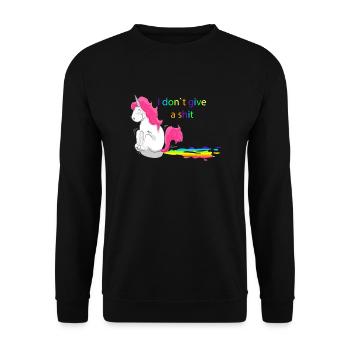 Unicorn Einhorn i don't give a shit - Unisex Pullover - Schwarz - Vorne - Alina (178cm) & Michal (187cm)