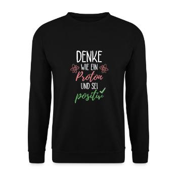 Proton Spruch Physik Physiker Geschenk Idee - Unisex Pullover - Schwarz - Vorne - Alina (178cm) & Michal (187cm)