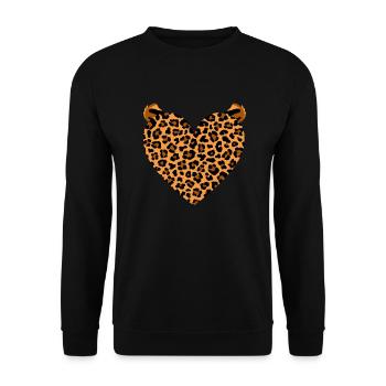 Gepardenherz-Design für Geparden-Fans - Unisex Pullover - Schwarz - Vorne - Alina (178cm) & Michal (187cm)