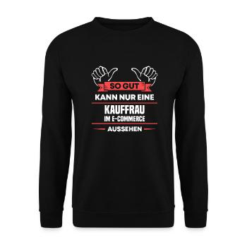 Kauffrau E-Commerce Design für stolze Handwerker - Unisex Pullover - Schwarz - Vorne - Alina (178cm) & Michal (187cm)