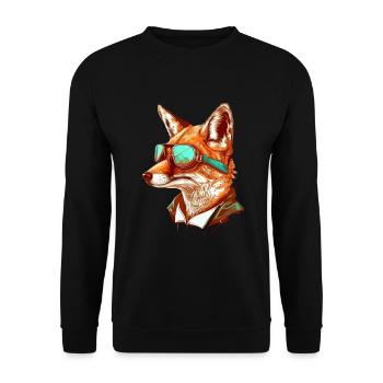 Fox with aviator goggles - Unisex Sweatshirt - black - Front - Alina (178cm) & Michal (187cm)