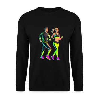 Joggers in the style of the 80s - Unisex Sweatshirt - black - Front - Alina (178cm) & Michal (187cm)