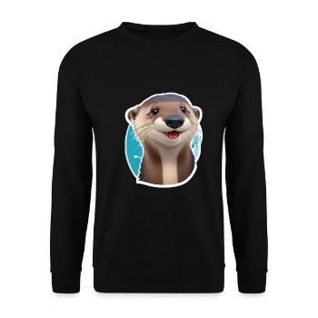 Loutre mignonne - Sweat-shirt Unisexe - noir - Devant - Alina (178cm) & Michal (187cm)