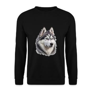 Husky - Unisex Pullover - Schwarz - Vorne - Alina (178cm) & Michal (187cm)