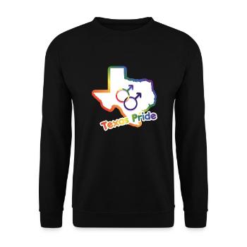 Gay Love Texas Karte Design für stolze LGBT+ - Unisex Pullover - Schwarz - Vorne - Alina (178cm) & Michal (187cm)