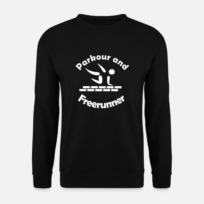 Parkour and Freerunning Strichmännchen springt - Unisex Pullover - Schwarz