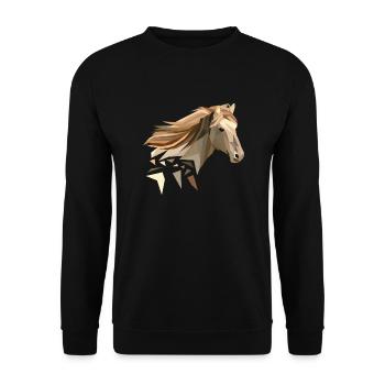 Pferd geometrisch low poly - Unisex Pullover - Schwarz - Vorne - Alina (178cm) & Michal (187cm)