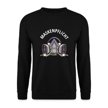 Maskenpflicht Lackiermaske Lackierer Auto KFZ - Unisex Pullover - Schwarz - Vorne - Alina (178cm) & Michal (187cm)