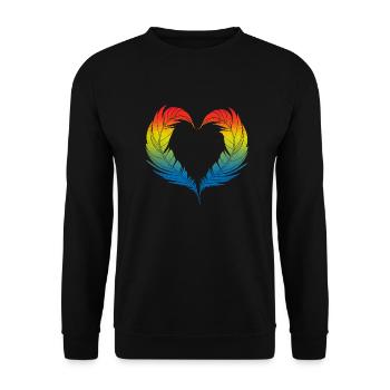Vogelherz-Design für bunte Vogelfans - Unisex Pullover - Schwarz - Vorne - Alina (178cm) & Michal (187cm)