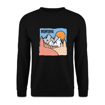 Natur Montana Mountain Design für stolze Montaner - Unisex Pullover - Schwarz - Vorne - Alina (178cm) & Michal (187cm)