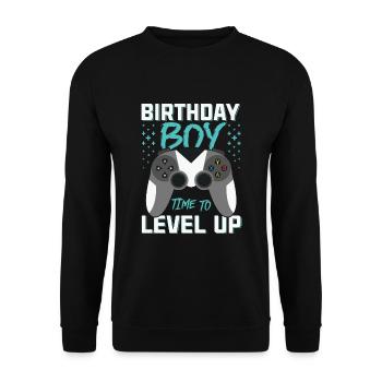 Geburtstagskind Zeit, um Videospiel Geburtstag zu verbessern - Unisex Pullover - Schwarz - Vorne - Alina (178cm) & Michal (187cm)