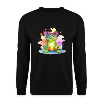 Grenouille fraîche colorée avec des lunettes de soleil - Sweat-shirt Unisexe - noir - Devant - Alina (178cm) & Michal (187cm)