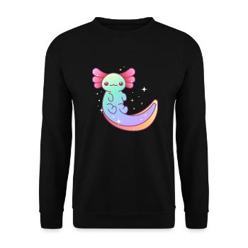 Axolotl Happy Buntes Design für Axolotl-Liebhaber - Unisex Pullover - Schwarz - Vorne - Alina (178cm) & Michal (187cm)