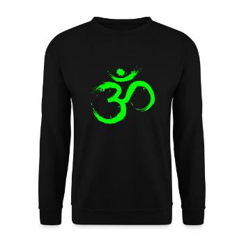 Om Design Symbol Meditation Liberation Lime Green - Unisex Sweatshirt - black - Front - Alina (178cm) & Michal (187cm)