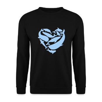 Walarten Herz Design für Wal-Liebhaber - Unisex Pullover - Schwarz - Vorne - Alina (178cm) & Michal (187cm)