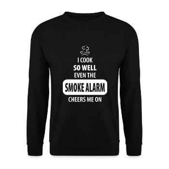 I cook so well even the smoke alarm cheers me on - Unisex Pullover - Schwarz - Vorne - Alina (178cm) & Michal (187cm)