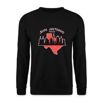 San Antonio Texas map design for proud San - Unisex Sweatshirt - black - Front - Alina (178cm) & Michal (187cm)