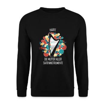 Harfe Geschenk Musikinstrument Musiker Zupfen - Unisex Pullover - Schwarz - Vorne - Alina (178cm) & Michal (187cm)