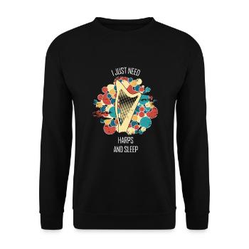 Harp Gift Musical Instrument Musician Plucking - Unisex Sweatshirt - black - Front - Alina (178cm) & Michal (187cm)