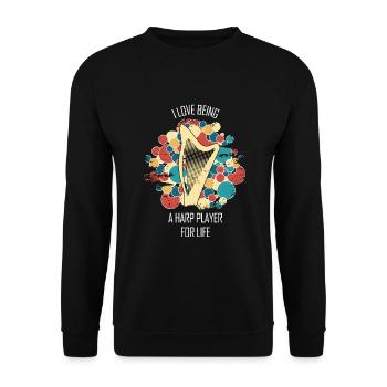 Harp Gift Musical Instrument Musician Plucking - Unisex Sweatshirt - black - Front - Alina (178cm) & Michal (187cm)