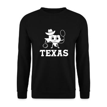 Cooles Texas-Kartendesign für stolze Texaner - Unisex Pullover - Schwarz - Vorne - Alina (178cm) & Michal (187cm)