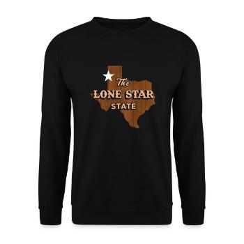 Lone Star Texas Design für stolze Texaner - Unisex Pullover - Schwarz - Vorne - Alina (178cm) & Michal (187cm)