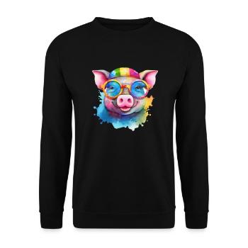 Cochon cool coloré avec des lunettes de soleil - Sweat-shirt Unisexe - noir - Devant - Alina (178cm) & Michal (187cm)