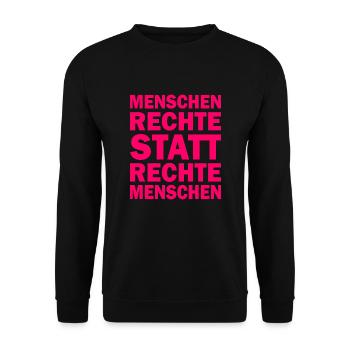 menschenrechte statt rechte menschen - Unisex Pullover - Schwarz - Vorne - Alina (178cm) & Michal (187cm)