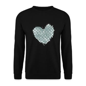 Fischherz-Design für Fisch-Fans - Unisex Pullover - Schwarz - Vorne - Alina (178cm) & Michal (187cm)