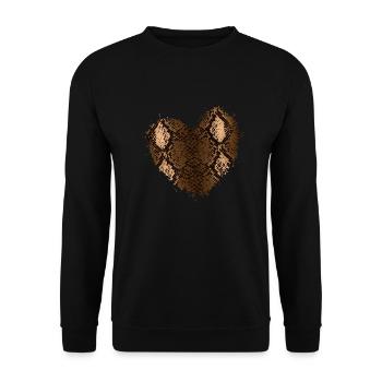 Schlangenherz-Design für Schlangenterrarien-Fans - Unisex Pullover - Schwarz - Vorne - Alina (178cm) & Michal (187cm)