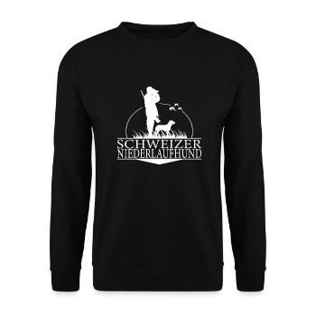 Schweizer Niederlaufhund Jagdhunderasse Wilsigns - Unisex Pullover - Schwarz - Vorne - Alina (178cm) & Michal (187cm)