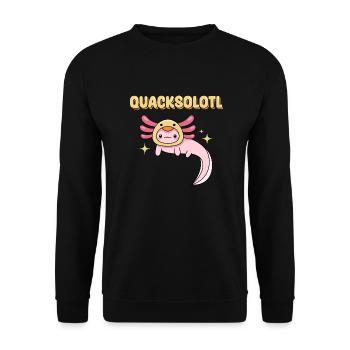 Quacksolotl Pun Design for Axolotl Lovers - Unisex Sweatshirt - black - Front - Alina (178cm) & Michal (187cm)