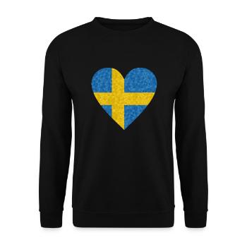 Suède drapeau coeur polygone scandinavie accueil - Sweat-shirt Unisexe - noir - Devant - Alina (178cm) & Michal (187cm)