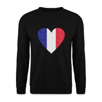 Frankreich Flagge Trikolore Französische Fahne - Unisex Pullover - Schwarz - Vorne - Alina (178cm) & Michal (187cm)