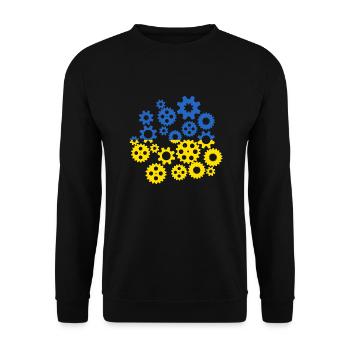 Drapeau de l’Ukraine Engrenages Drapeau ukrainien - Sweat-shirt Unisexe - noir - Devant - Alina (178cm) & Michal (187cm)