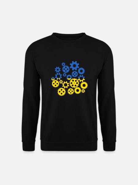 Ukraine Flagge Zahnräder Ukrainische Fahne - Unisex Pullover - Schwarz