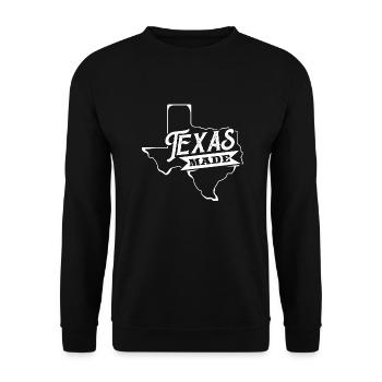 Karte Made in Texas Design für stolze Texaner - Unisex Pullover - Schwarz - Vorne - Alina (178cm) & Michal (187cm)