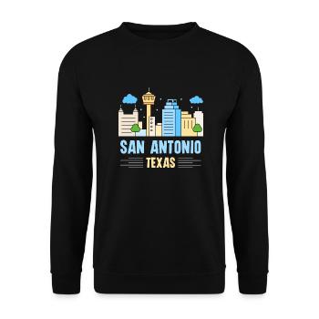 San Antonio colorful skyline design for proud San - Unisex Sweatshirt - black - Front - Alina (178cm) & Michal (187cm)
