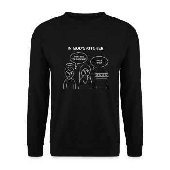 Texas Weather Cooking Design für stolze Texaner - Unisex Pullover - Schwarz - Vorne - Alina (178cm) & Michal (187cm)
