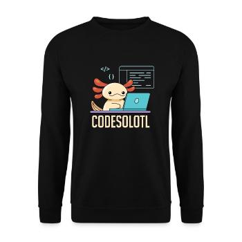 Codesolotl Pun Design for Axolotl Lovers - Unisex Sweatshirt - black - Front - Alina (178cm) & Michal (187cm)