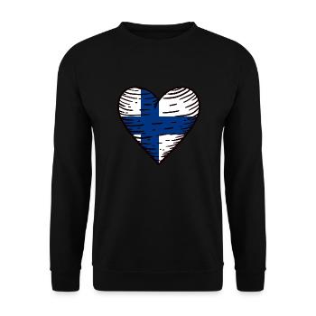 Finnland Flagge Herz Suomi Finnische Fahne Heimat - Unisex Pullover - Schwarz - Vorne - Alina (178cm) & Michal (187cm)
