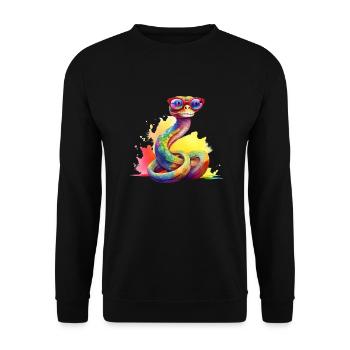 Colorful cool snake with glasses - Unisex Sweatshirt - black - Front - Alina (178cm) & Michal (187cm)