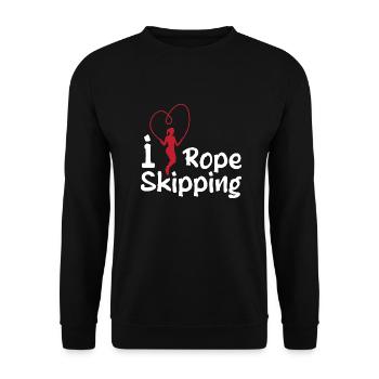 Ich liebe Seilspringen Design für Seilspringer - Unisex Pullover - Schwarz - Vorne - Alina (178cm) & Michal (187cm)