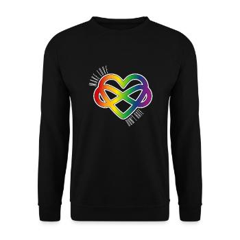 Polyamory Heart: Make Love & Don't Hate (white) - Unisex Sweatshirt - black - Front - Alina (178cm) & Michal (187cm)
