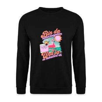 Design de fête 'I’m there can go' Flamingo - Sweat-shirt Unisexe - noir - Devant - Alina (178cm) & Michal (187cm)