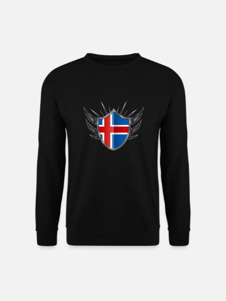 Iceland Flag Coat of Arms Silver 013 - Unisex Sweatshirt - black