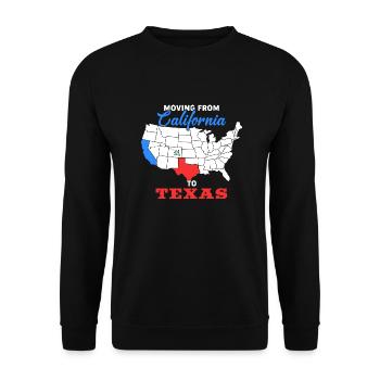 Umzug nach Texas Design für stolze Texaner - Unisex Pullover - Schwarz - Vorne - Alina (178cm) & Michal (187cm)