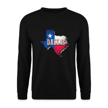 Dallas-Flaggendesign für stolze Texaner - Unisex Pullover - Schwarz - Vorne - Alina (178cm) & Michal (187cm)